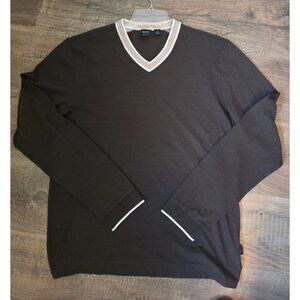 Boss Hugo Boss Men's Brown Lightweight V Neck Sweater Shirt size L EUC Preppy